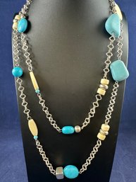 Sterling Silver & Sleeping Beauty? Turquoise Necklace, 48'