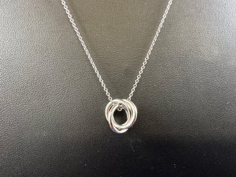 950 Sterling Silver Necklace With Ring Pendant, 18'