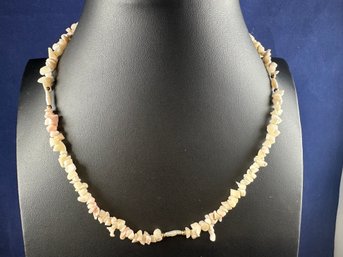 14K Gold Pearl And Shell Necklace, 16'