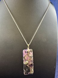 Turquoise Mojave Pink Purple On Sterling Silver Chain, 24'