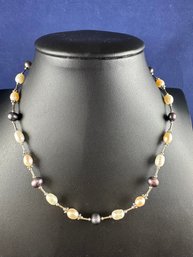 Sterling Silver & Multi Color Pearl Necklace, 15'-17'