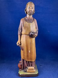 Saint Joseph The Carpenter, Religious Figurine, Paint Loss And Chips, See Photos Closely, 12' Tall
