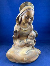 VINTAGE, Blessed Mother Holding Infant Jesus,  Religious Figurine , 10.5' Tall