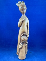 VINTAGE, Religious Figurine, Blessed Mother, Terracotta Colored, 11' Tall
