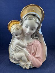Beautiful, Blessed Mother Holding Infant Jesus, 'Made In Italy',  8.75' Tall, 6' Wide