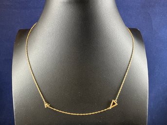Gold Over Sterling Silver Necklace With Diamond Simulant Accent - 16-16.5'