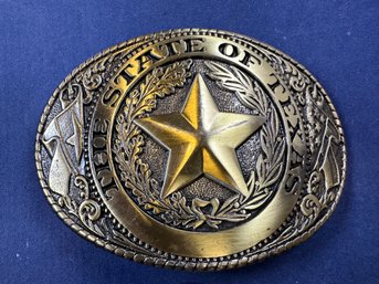 State Of Texas Large Brass Belt Buckle