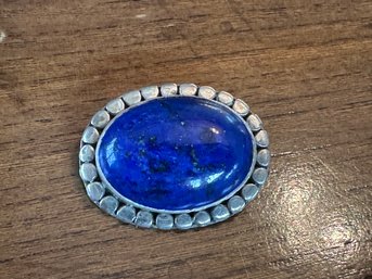 Sterling Silver Blue Lapiz Stone Pendant Broach Pin