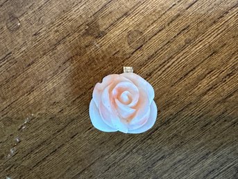 14K Yellow Gold Bail On Carved Rose Pendant