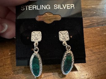 Sterling Silver Aztek Stone Earrings