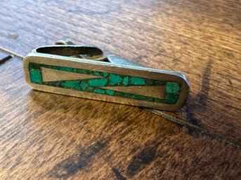 Southwest Sterling Silver And Turquoise Tie Pin