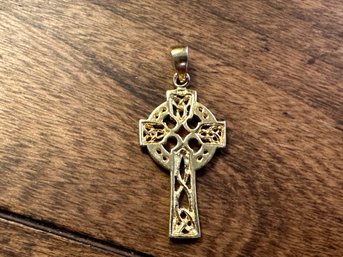 Gold Over Sterling Silver Irish Cross Pendant
