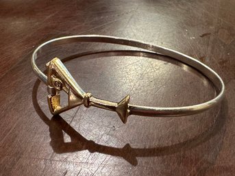 Gold Over Sterling Silver Two Tone Bracelet With Martini Clasp