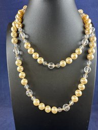 Vintage Miriam Haskell Pearl And Crystal Necklace, 36'
