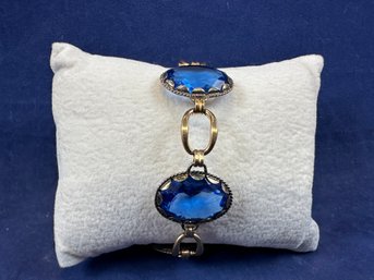 Vintage Simmons 1930-40's Gold Filled Blue Crystal Bracelet