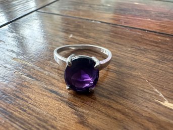 Sterling Silver Oval Amethyst Ring, Size 5