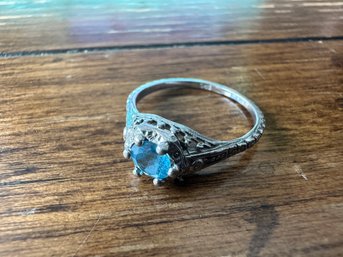 Sterling Silver Blue Topaz Ring, Size 9