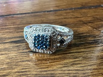 Sterling Silver Blue Stone Ring, Size 5