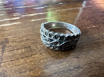 Sterling Silver Marcasite Ring, Size 6