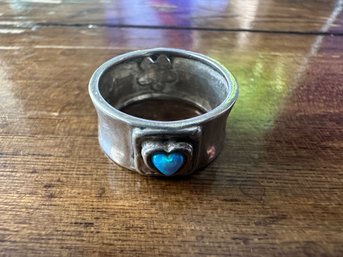 Sterling Silver Heart Opal Ring, Size 7.5