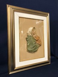 Gold Framed Relief Art Of Madonna And Child