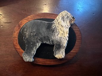 Handmade Wood Pin Of Dog, Signed