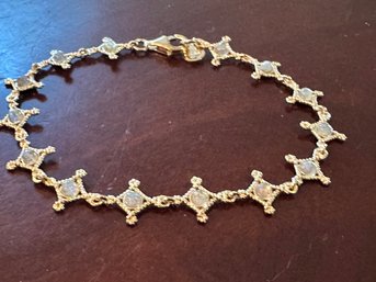 Gold Over Sterling Silver Labradorite Bracelet, Victoria Chain, 7.5'
