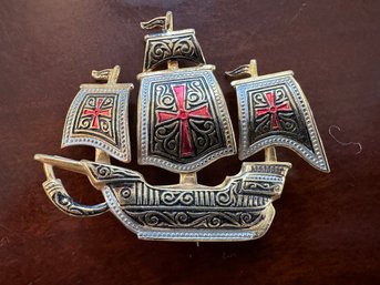 Vintage Spain Boat Pin Brooch