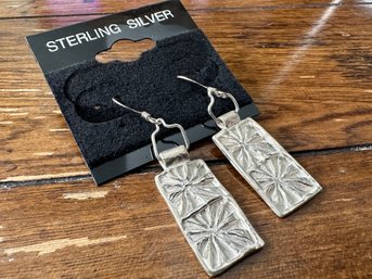 Sterling Silver Starburt Earrings, Signed