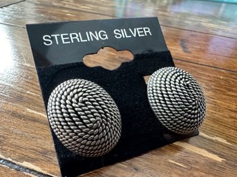 Sterling Silver Braided Clip On Earrings