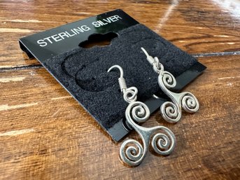 Sterling Silver Triple Swirl Earrings