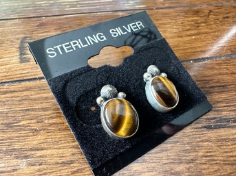 Sterling Silver Cat Eye Earrings