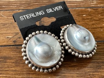 Stephen Dweck Sterling Silver Pearl Clip On Earrings