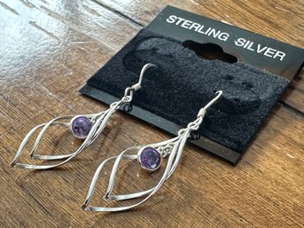 Sterling Silver Amethyst Dangle Earrings