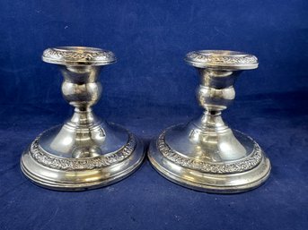 Sterling Silver Weighted Candlesticks, 3.5'
