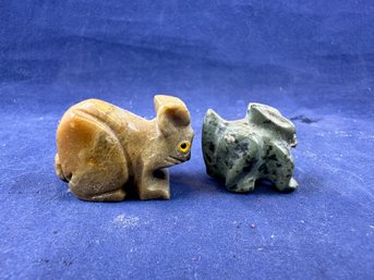 Pair Of Carved Stone Animals