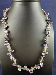 Pearl Amethyst And Peridot Necklace, 18'