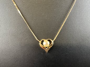 14K Yellow Gold And Heart Necklace, 15'