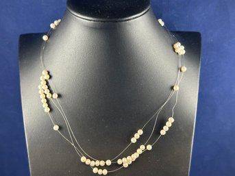 14K Yellow Gold Fittings And Pearl Invisble Necklace