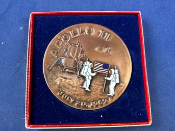 Apollo 11, July 20, 1969 Commemorative Large American Mint Copper Token