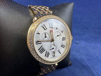 Michele Serein Gold Toned Steel Diamond Watch, New Battery