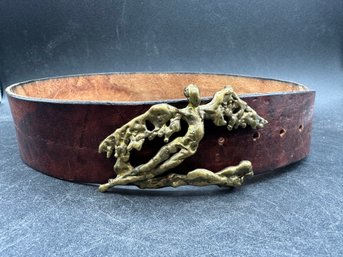 Hand Crafted Leather Belt With Angel Clasp Size 26-28