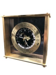 Seiko World Time Clock Made Of Brass & Glass