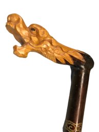 Carved Wood Handle Dragon Walkig Stick Cane