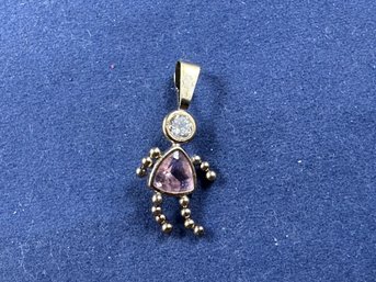14K Yellow Gold Birthstone Pendant Pink And White Topaz?