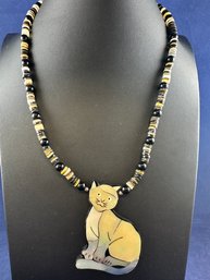 Lee Sand's Cat Necklace, 19' Handcrafted From Hawaiian Natural Materials, New In Box