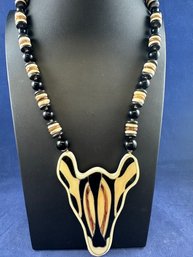 Lee Sand's Giraffe Necklace, 22' Handcrafted From Hawaiian Natural Materials, New In Box