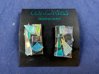 Dichronic Glass Collages Earrings, New