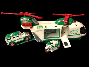 HESS Oil Company 2001 Transport Helicopter With Truck And Motorcycle