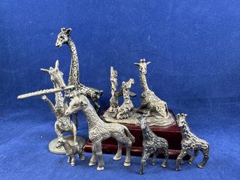 Pewter Metal Giraffe Collection - 7 Pieces